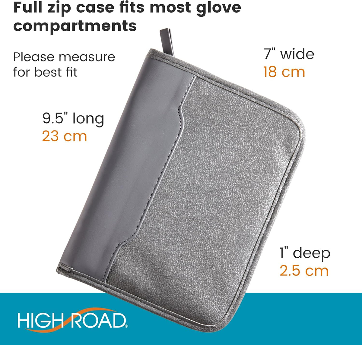 High Road Car Owners Manual Case and Glove Compartment Document Holder - Pebbled Faux Leather Glove Box Organizer for Car, SUV, Truck