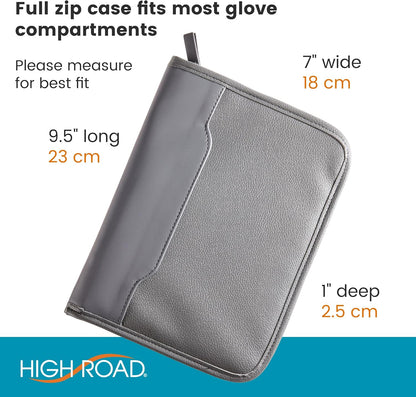 High Road Car Owners Manual Case and Glove Compartment Document Holder - Pebbled Faux Leather Glove Box Organizer for Car, SUV, Truck