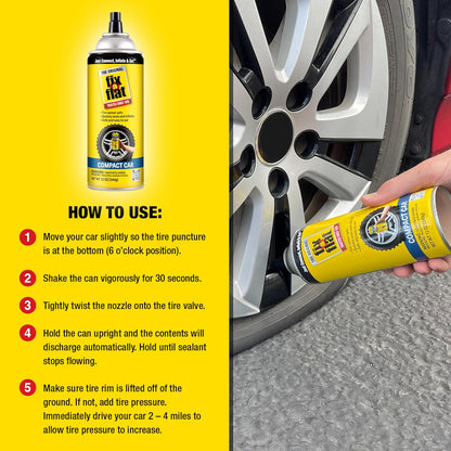 Fix-A-Flat S60420 Aerosol Emergency Flat Tire Repair and Inflator, for Standard Tires, Eco-Friendly Formula, Universal Fit for All Cars, 16 oz. (Pack of 1)