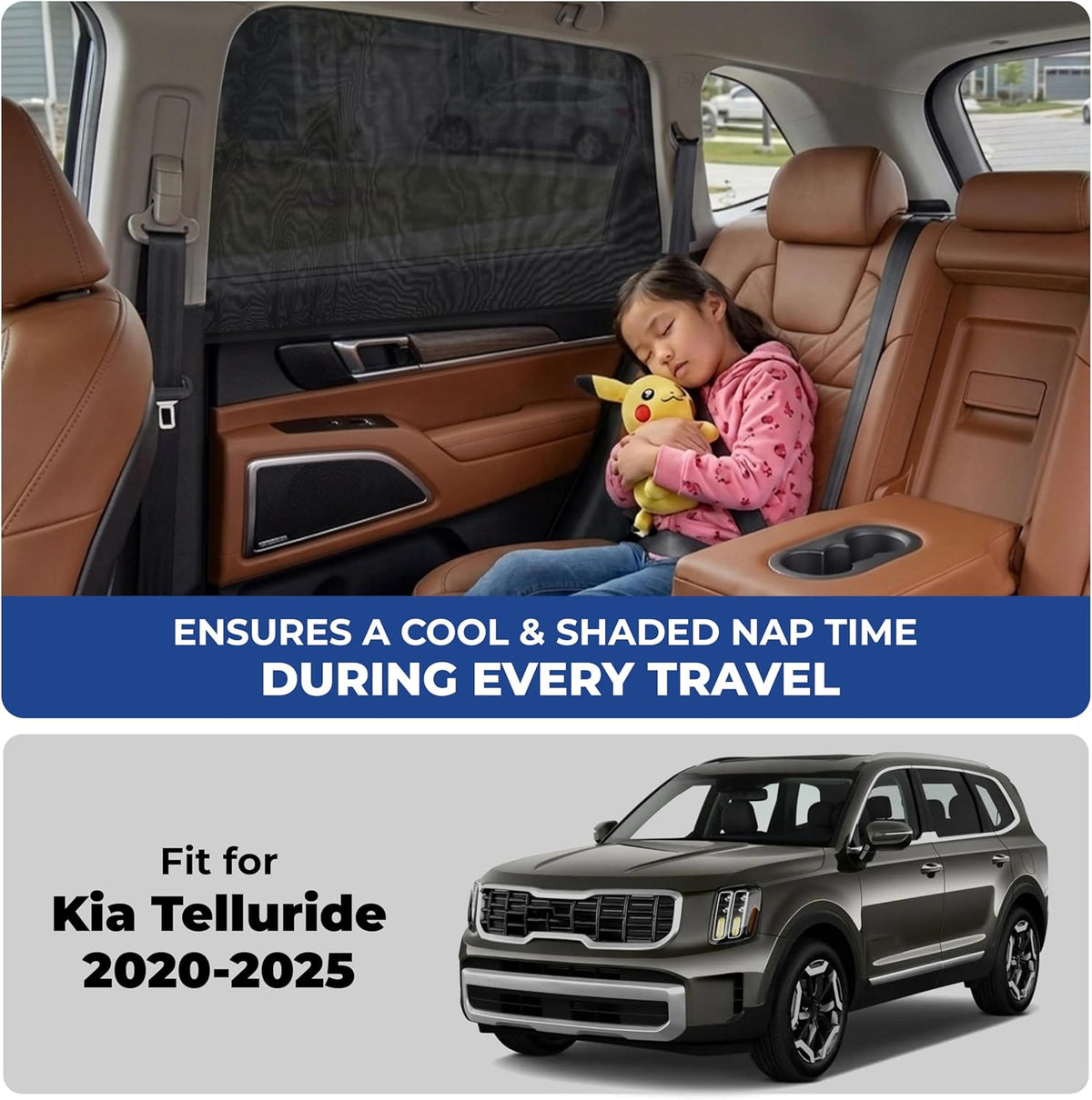 EcoNour Car Window Shades for Side Windows (Pack of 2) | Sun Shade for Car Heat and UV Protection | Adjustable Elastic Fabric Baby Car Shade | Rear Side Window Sun Shade Accessories (Large 21"x36")