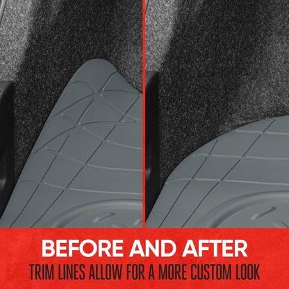 Motor Trend Heavy Duty Utility Cargo Liner Floor Mats for Car Truck SUV, Trimmable to Fit Trunk, All Weather Protection