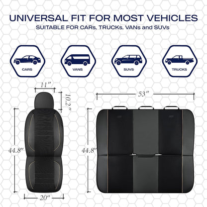 Skechers Air-Cooled Memory Foam Seat Covers,Mesh Thick Car Seat Covers,Piping Leather Car Seat Covers Front Seats,Airbag Compatible,Automotive Comfort Universal FitMost Cars,Vans,Truck,SUV,Black