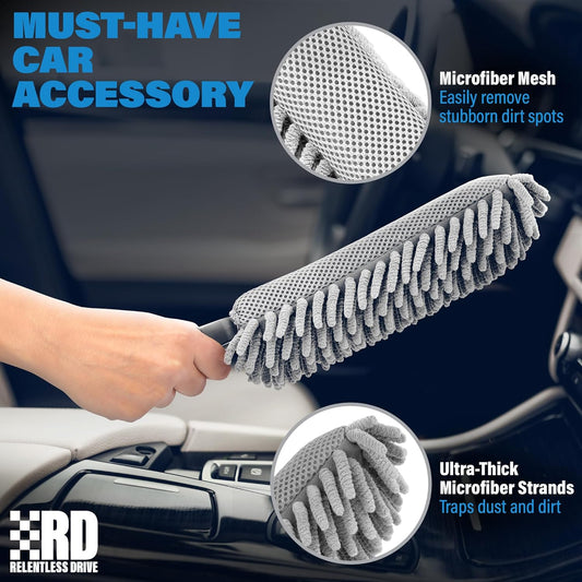 Professional Car Duster Interior - Car Accessories for Women and Men (Lint & Scratch Free)