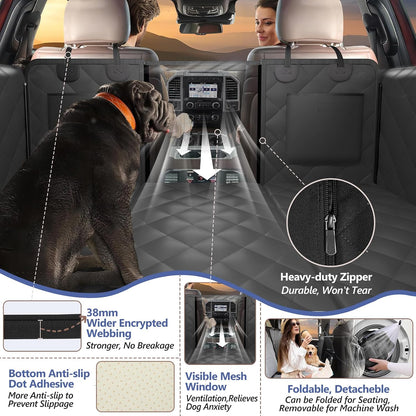 Back Seat Extender for Dogs-Large Space, Dog Car Seat Cover Hard Bottom Holds 420lbs, Sturdy Backseat Extender for Dogs,Upgraded Waterproof Pet Car Bed Dog Hammock for Car, SUV,Truck, Black