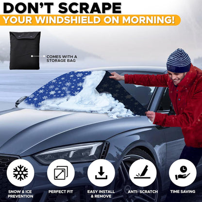 EcoNour Windshield Cover for Ice and Snow - Universal Fit for Car, SUV, Truck, Heavy Duty 600D Oxford Fabric Frost Protector for Ice & Sleet, Includes Anti-Theft Straps, Medium (69"x42")