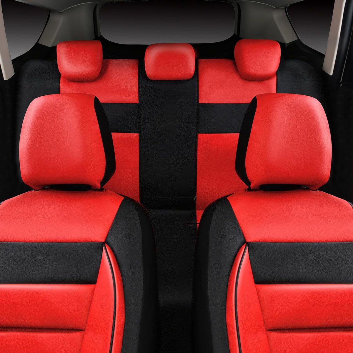 CAR PASS Faux Leather Car Seat Covers Front Seats Only, 3D Foam Support Car Seat Covers, Universal fit for Trucks Vans SUVs Sedans Automotive Comfortable, Airbag Compatible 2 Pieces Front Solid Black