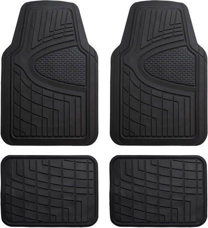 FH Group Automotive Floor Mats - Heavy-Duty Rubber Floor Mats for Cars, Universal Fit Full Set, Climaproof & Trimmable Floor Mats for Most Sedan, SUV, Truck, Black
