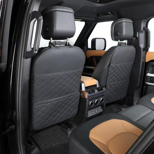 TAIKOO Seat Back Protector + Large Capacity Pocket Storage Organizer,Preventing the Impact of Children Stepping on the Seat Backrest (Black)