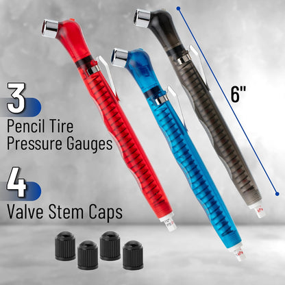 UNCO Pencil Tire Gauge, 2 Pack, 10-75 PSI, Car Tire Air Gauge