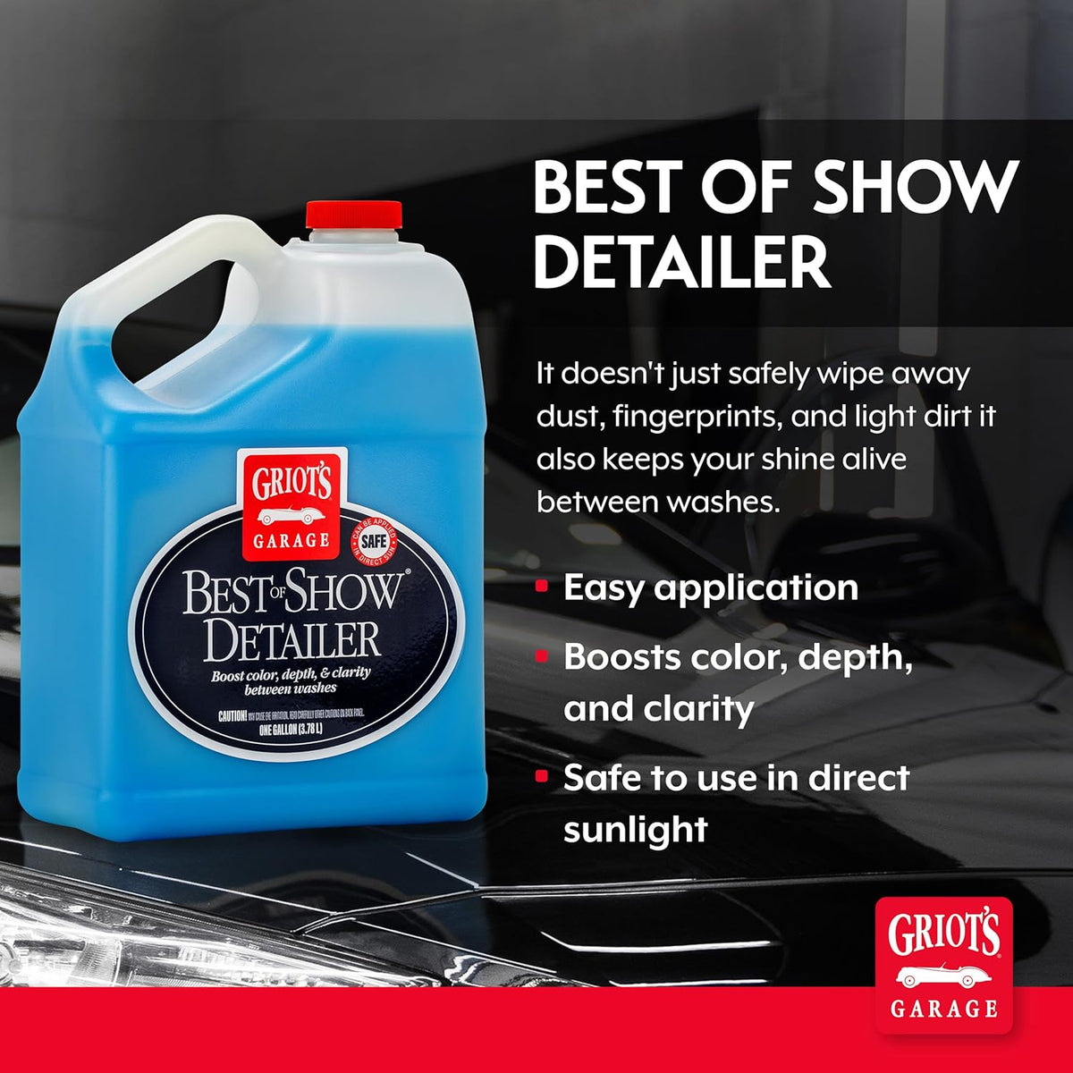 Griot's Garage Best of Show Detailer for Car Detailing, Wipes Away Dust, Fingerprints, and Light Dirt, Improves Paint Gloss and Color Between Washes, 10980, 22oz