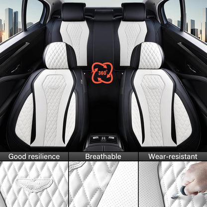 Coverado Seat Covers, Car Seat Covers Full Set, Black Car Seat Cover, Car Seat Covers Front Seats Back Seat Cover, Waterproof Car Seat Cushion, Leather Seat Covers Seat Protector Fit for Most Cars