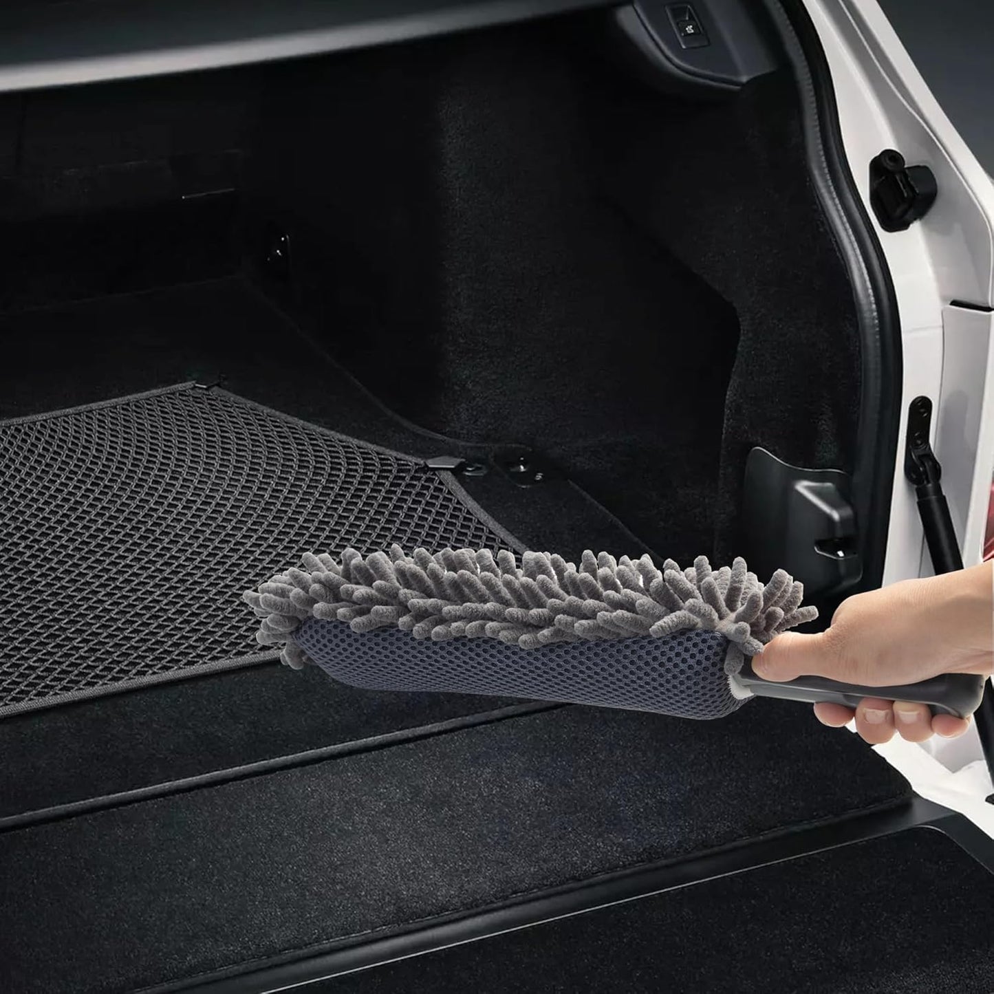 Car Duster Interior by TAKAVU, 360° Microfiber Fingers, Unbreakable Comfort Handle, Lint and Scratch Free, Include Microfiber Towel, for Car & Home Use, The Best Auto Accessories Gray
