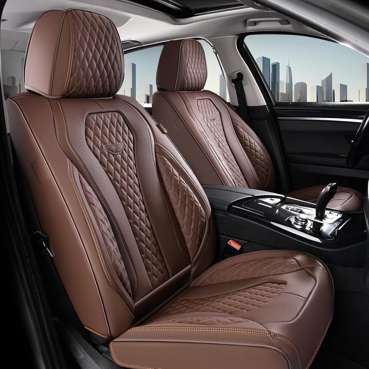 Coverado Seat Covers, Car Seat Covers Full Set, Black Car Seat Cover, Car Seat Covers Front Seats Back Seat Cover, Waterproof Car Seat Cushion, Leather Seat Covers Seat Protector Fit for Most Cars