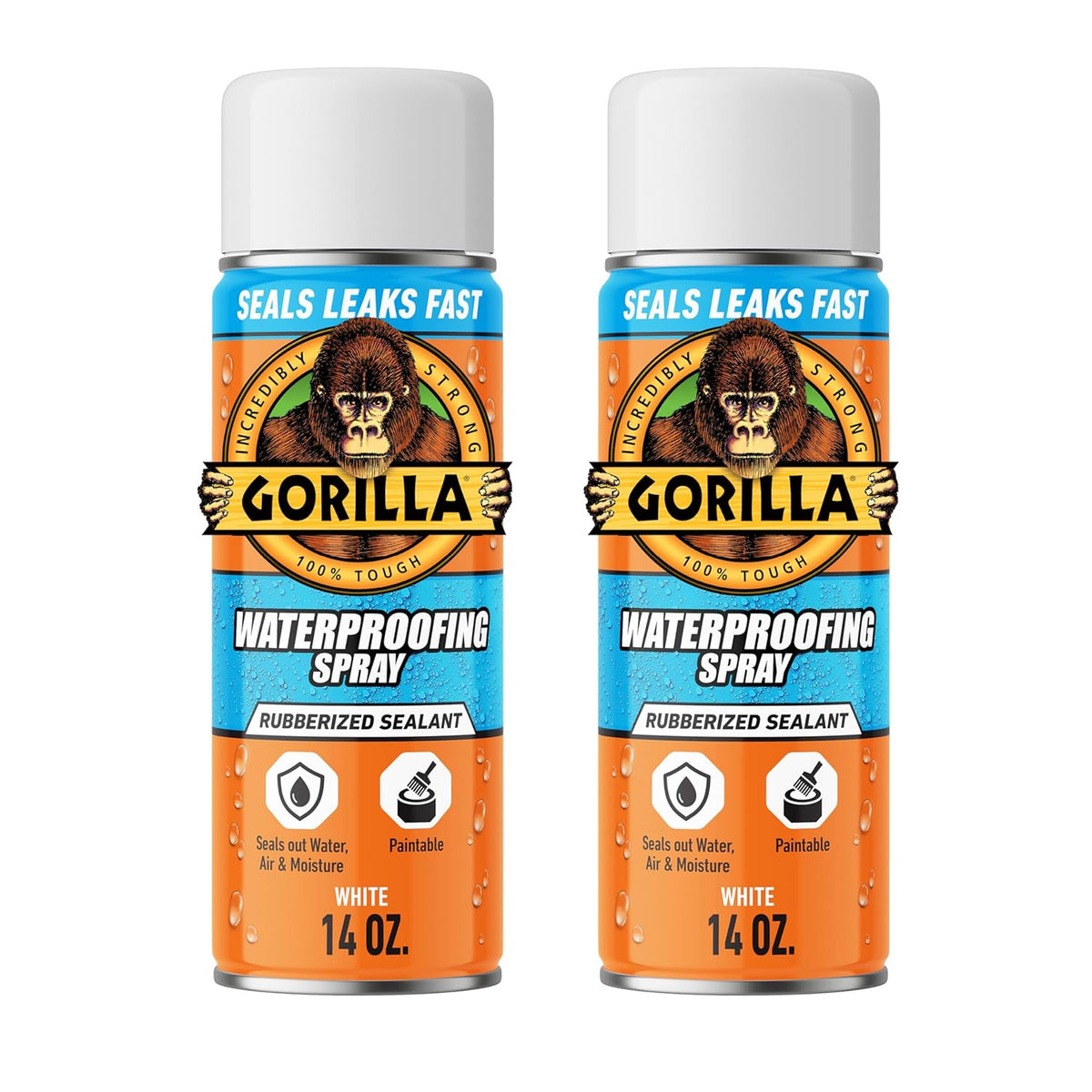 Gorilla Waterproofing Spray Clear, Flexible Rubberized Sealant Coating, Paintable UV Resistant, Seals Water Air Moisture, 14 oz (Pack of 1), for Roofs Gutters Skylights RVs Windows & More