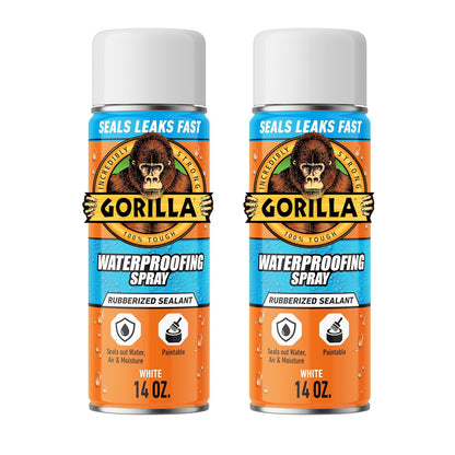 Gorilla Waterproofing Spray Clear, Flexible Rubberized Sealant Coating, Paintable UV Resistant, Seals Water Air Moisture, 14 oz (Pack of 1), for Roofs Gutters Skylights RVs Windows & More