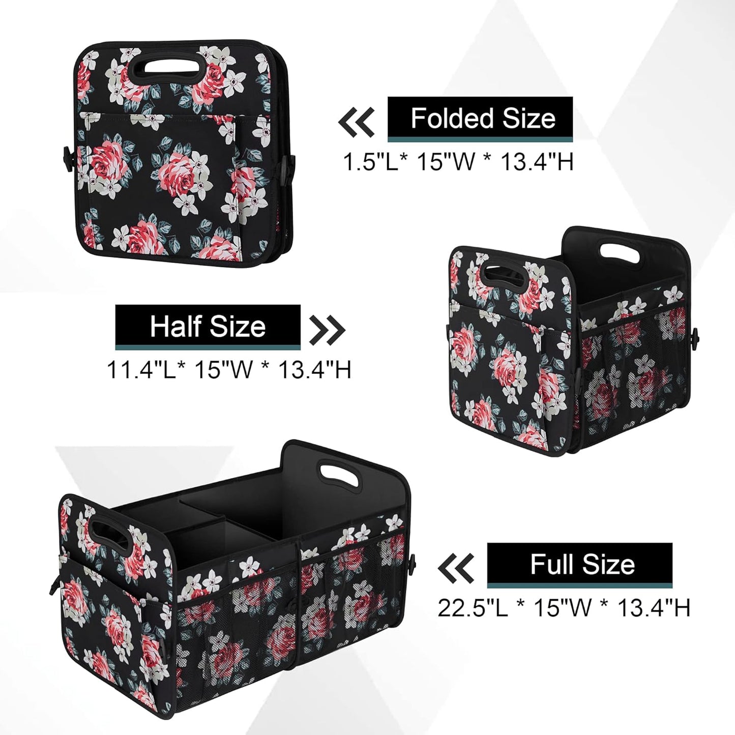 Femuar Car Trunk Organizer with Large Capacity Waterproof Car Accessories for Women & Men, Collapsible Trunk Organizer for Suv/Jeep/Sedan,Tools (Black, Standard)