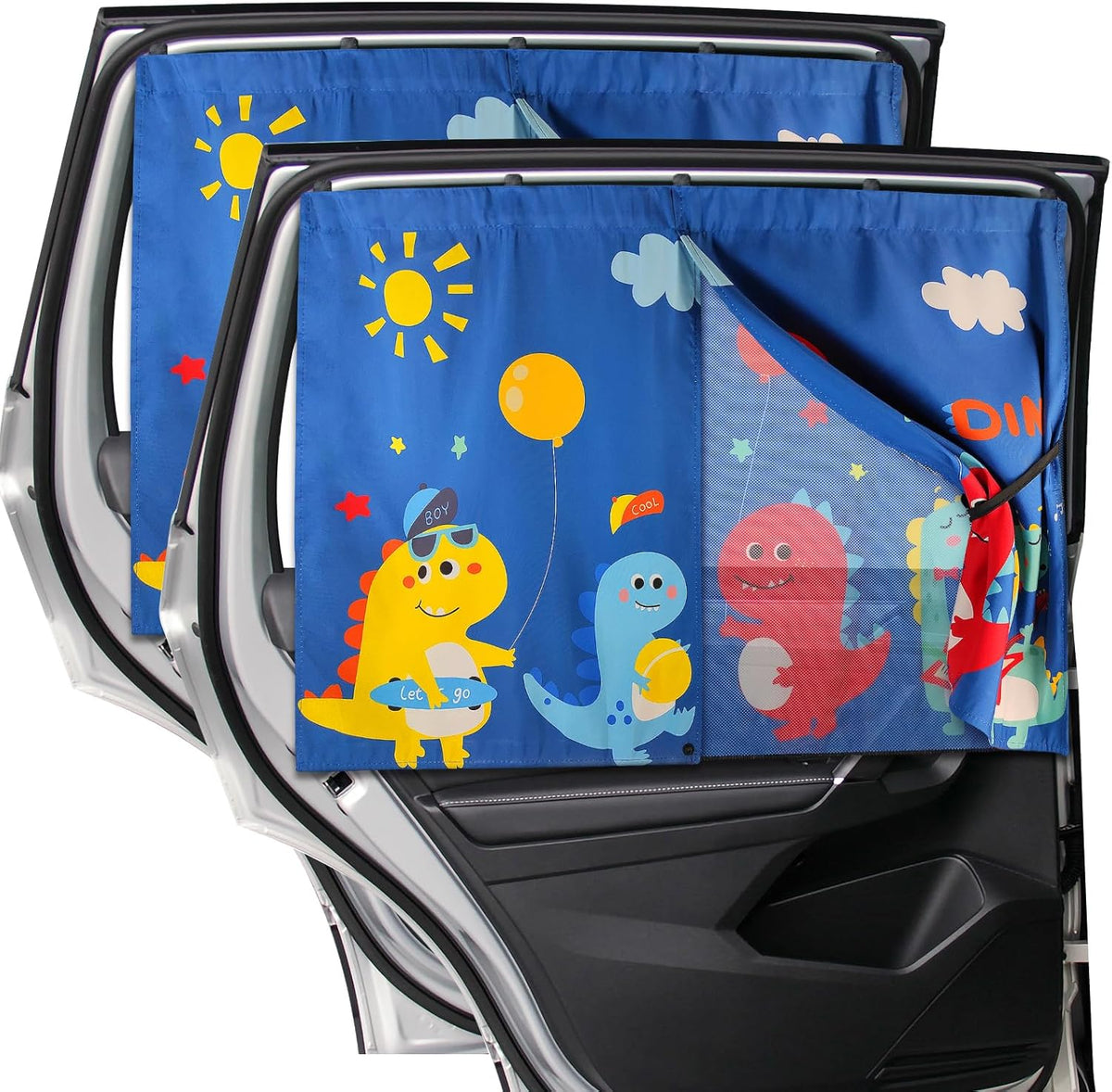 Car Window Shades, 2 PCS Magnetic Double Layer Auto Sun Shade for Side Windows Privacy Full Covers/Half Shade Options Back Car Window Curtains for Baby Protection