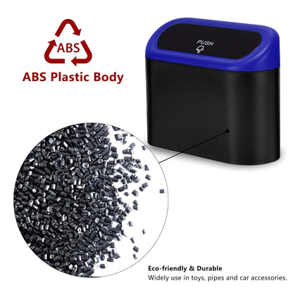 Ginsco 2 Pack Mini Car Trash Can with Lid, Small Car Garbage Can, Cute Leakproof ABS Trash Bin, Cars Accessories for Interior, Garbage Bin for Car, Home, Office with 120pcs Trash Bags Black