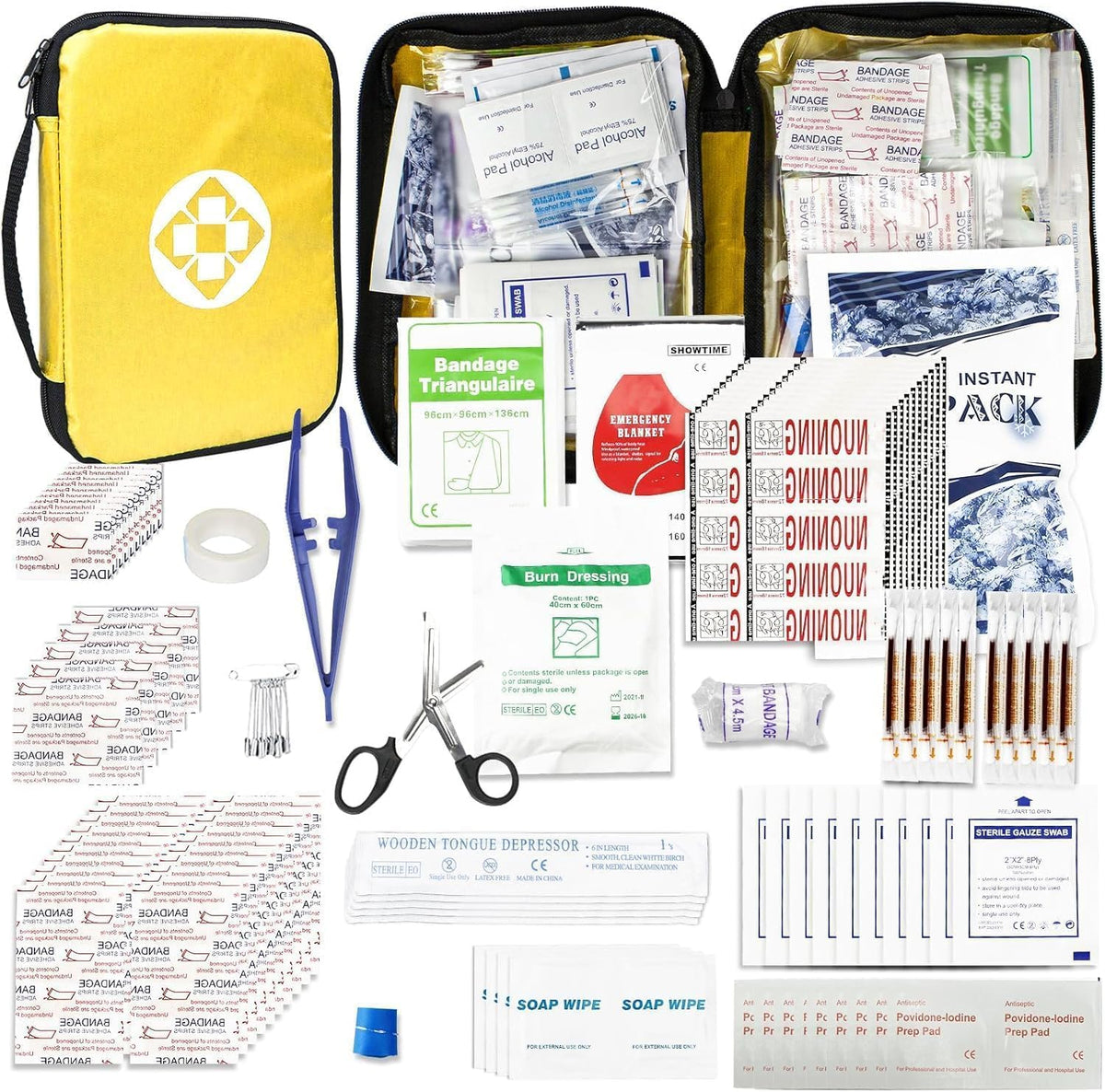 Travel-First Aid-Kit Car-Home 300PCS Survival-Kit Outdoor-Adventure - Small Portable Red Emergency Essential Sets Office Hiking Camping Business Public Must Have First Aid Gear Equipment 1st Aid