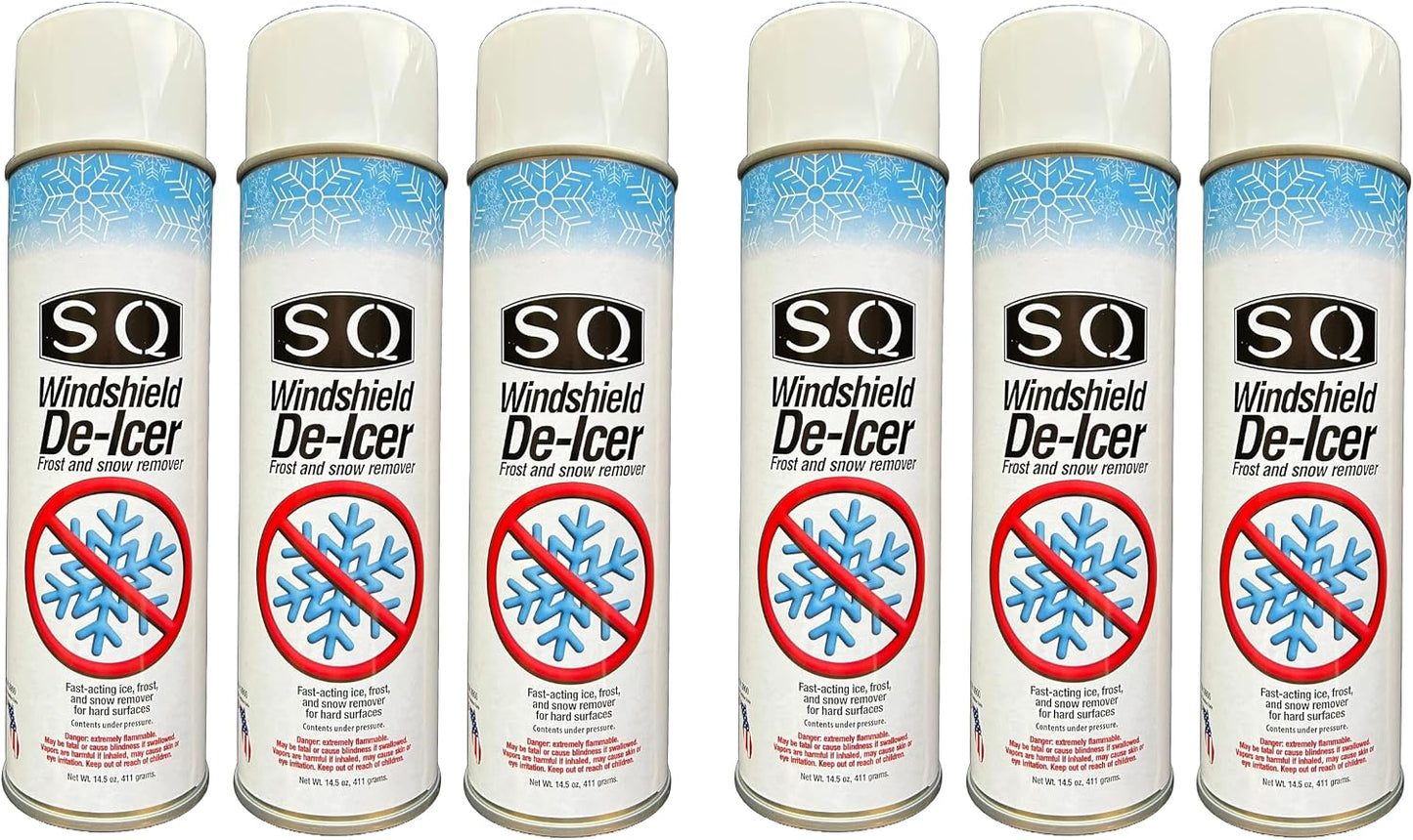 SQ Windshield De Icer Frost and Snow Remover, 14.5 oz per can (12)