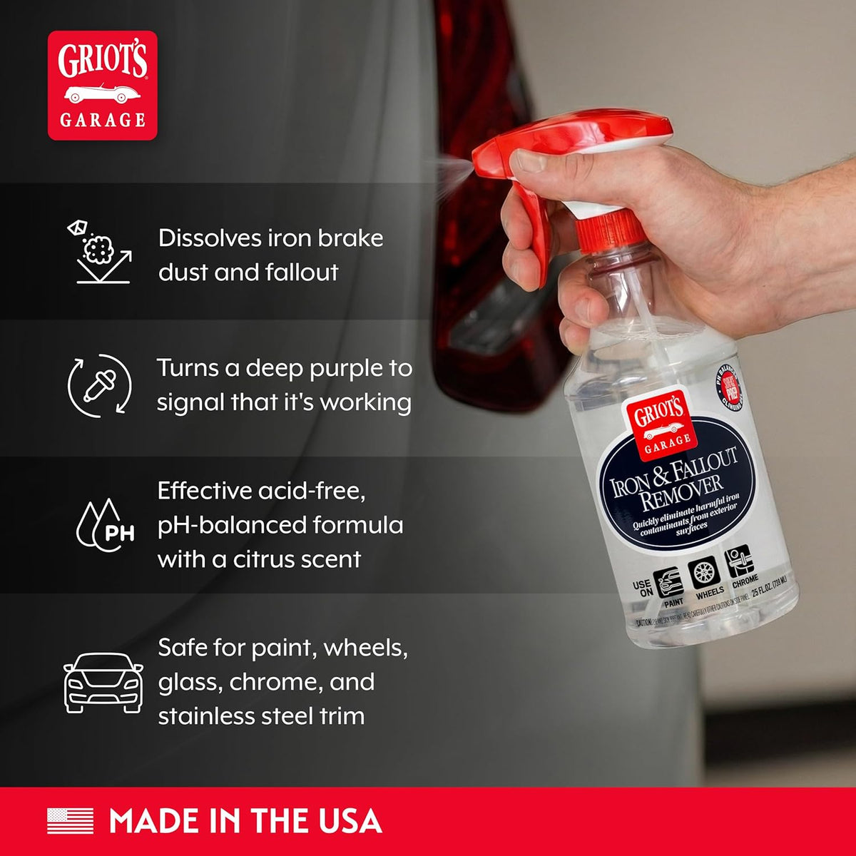 Griot's Garage Iron and Fallout Remover for Car Detailing and Cleaning, Remove Rust, Embedded Debris and Fallout from Multiple Exterior Surfaces 10948, 35oz