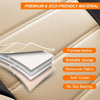 MINGBRON Car Seat Cover Full Set, Leather Car Seat Cover, Waterproof Seat Covers, Car Seat Cushion, Nappa Leather Seat Covers Car Seat Protector Universal Fit Most Cars Black