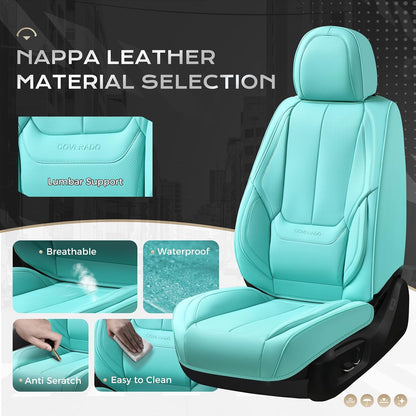 Coverado Seat Covers Full Set, Black Seat Covers for Cars 5 Seats, Car Seat Protector, Waterproof Nappa Leather Car Seat Cushion, Front and Rear Car Seat Cover Fit for Most Sedans SUV Pick-up Truck - Colors A
