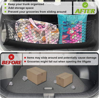 Muslogy Truck Bed Cargo Net Trunk Netting Compatible with 2023-2025 2026 Honda CR-V Accessories, Pickup Cargo Organizer SUV Sedan Storage Net w/Heavy Duty Carabiners - Colors A