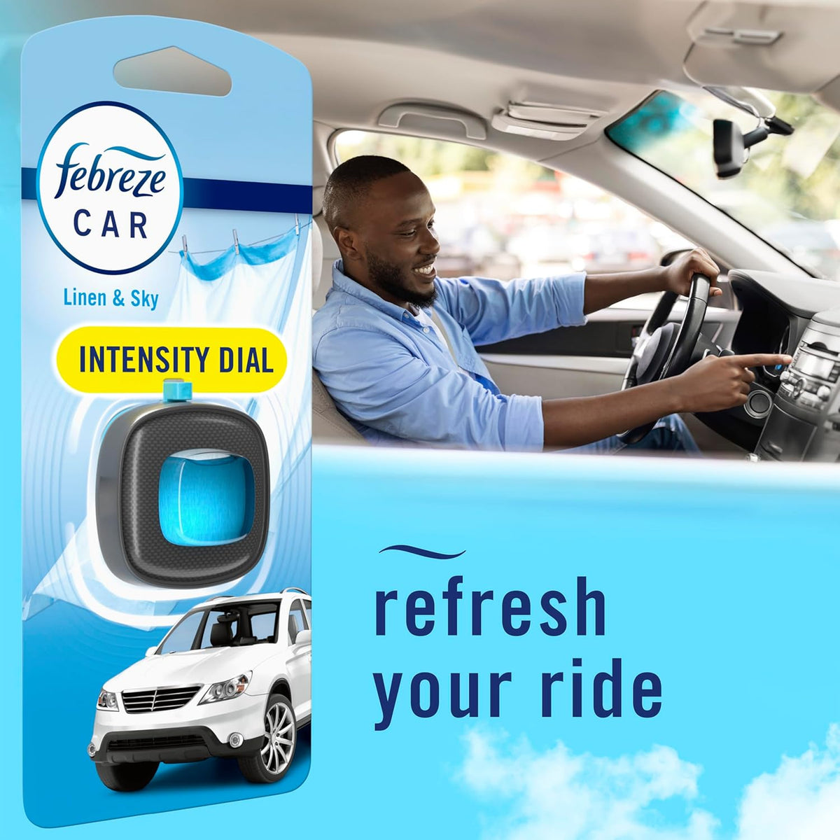 Febreze Car Air Freshener Vent Clip Platinum Ice Scent, .07 oz. Car Vent Clip, Pack of 4