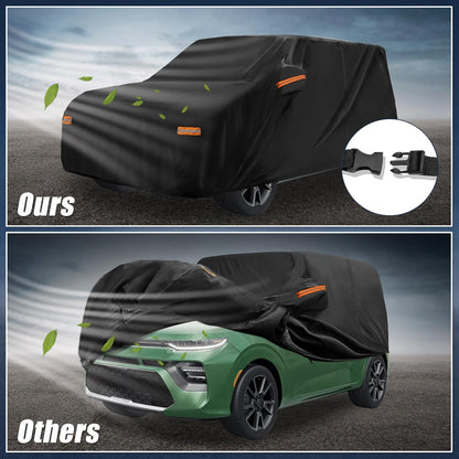 X AUTOHAUX Car Cover for Honda Civic Sedan/Coupe 210D-PU Outdoor Full Car Cover All Weather with Door Zipper for Waterproof Windproof Sun Rain Snow Protection