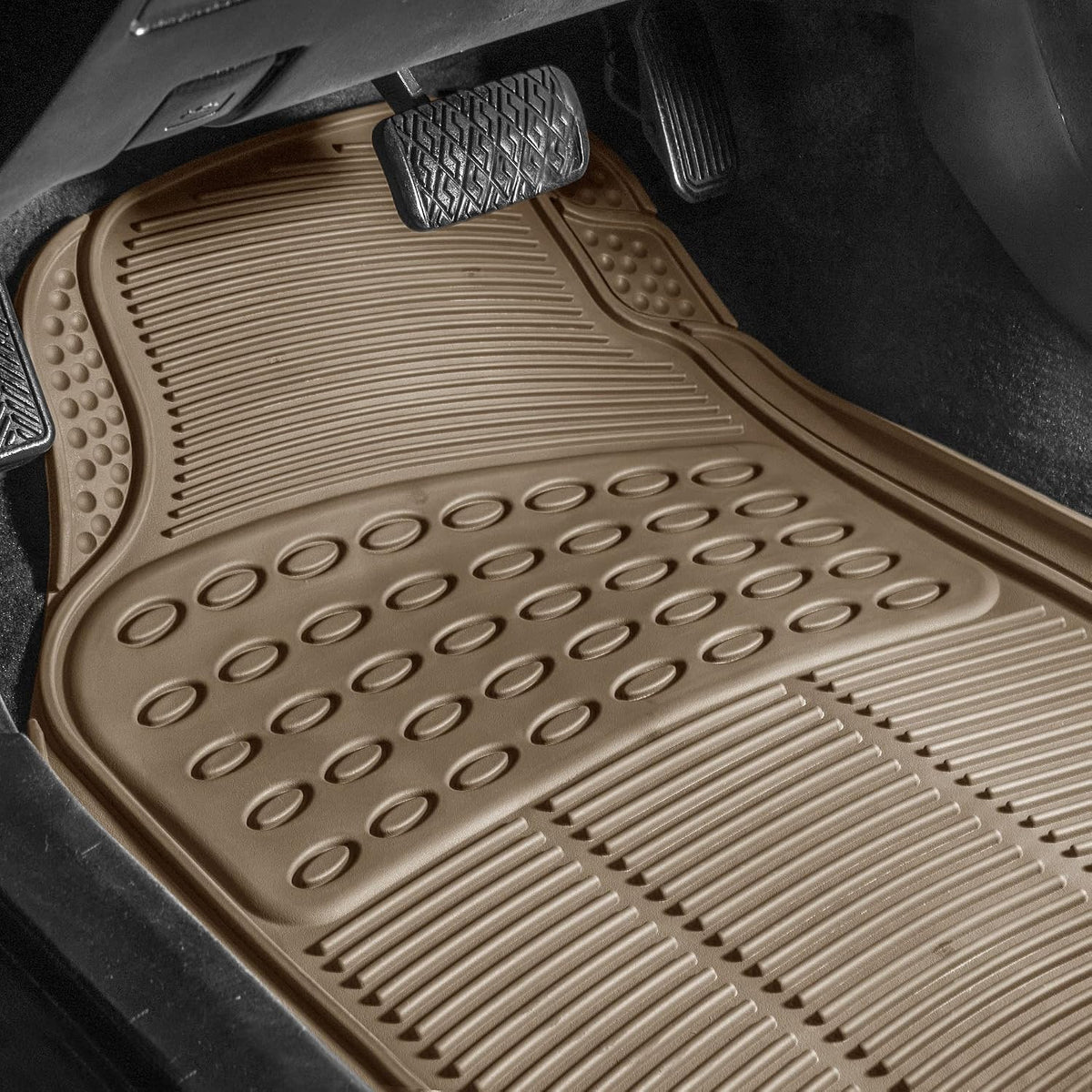 FH Group Automotive Floor Mats Solid ClimaProof for all weather protection Universal Fit Trimmable Heavy Duty fits most Cars, SUVs, and Trucks, 3pc Full Set Black
