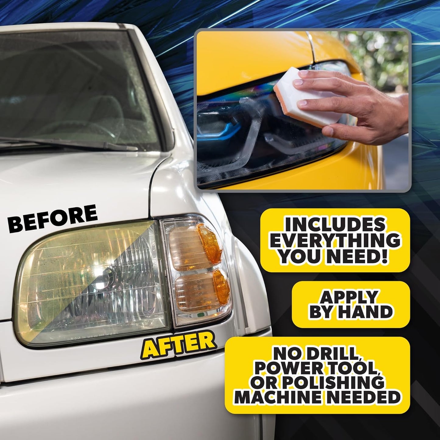 Chemical Guys Headlight Restore and Protect - Cleans, Restores Clarity, and Protects Headlights from Future Fading, Safe for Trucks, SUVs, Motorcycles, RVs & More - 16 oz