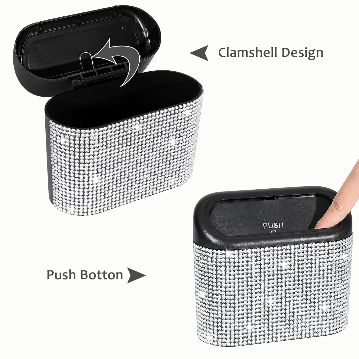 Accmor Car Trash Can with Lid, Leakproof Vehicle Garbage Organizer Holder Bin with 60 Pcs Trash Bags, Mini Auto Dustbin Interior Accessories Storage Container for SUV, Office, Home