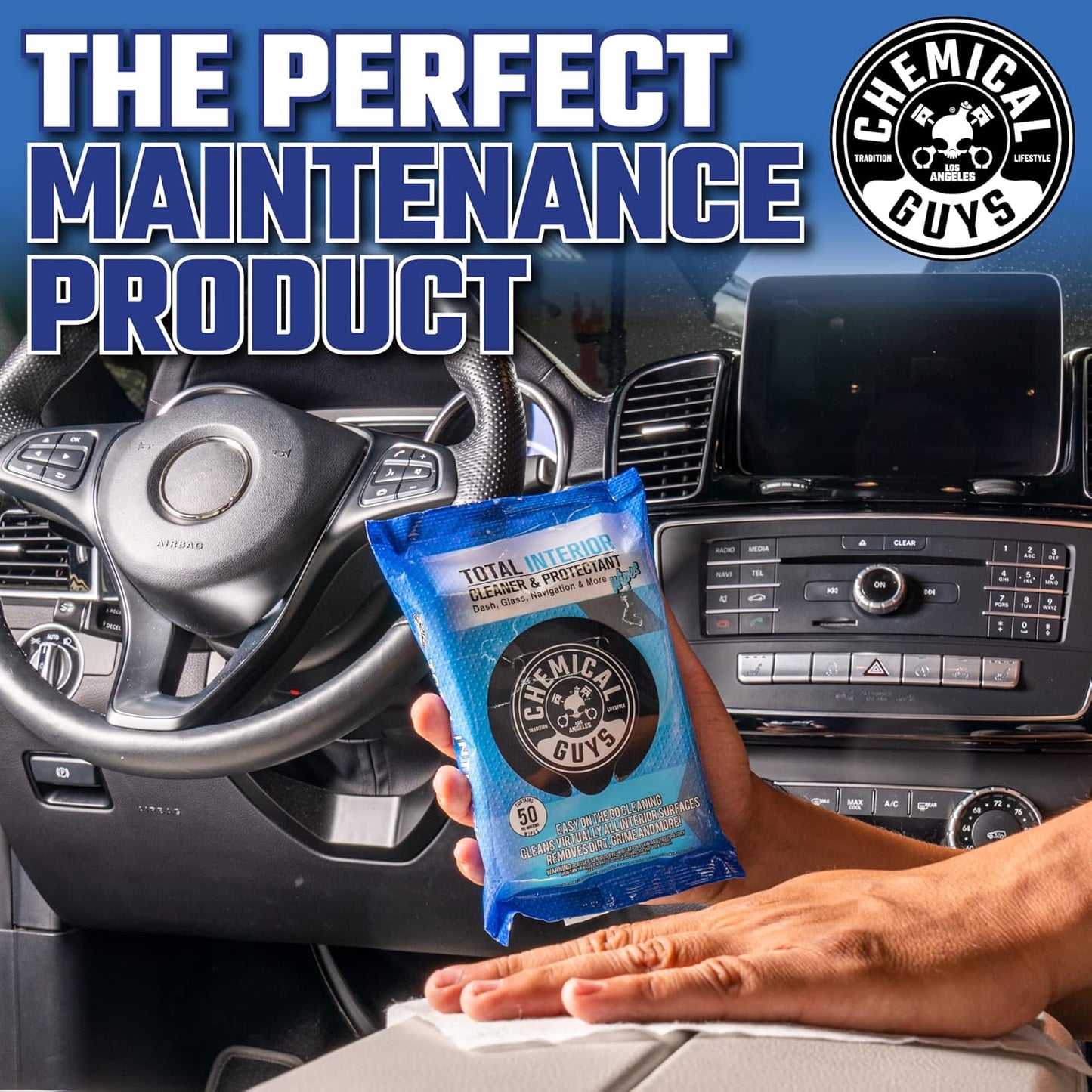 Chemical Guys Canister Wipes - Total Interior Cleaner & Protectant, Great For Cars, Trucks, SUVs, RVs, & More (60 Ct)