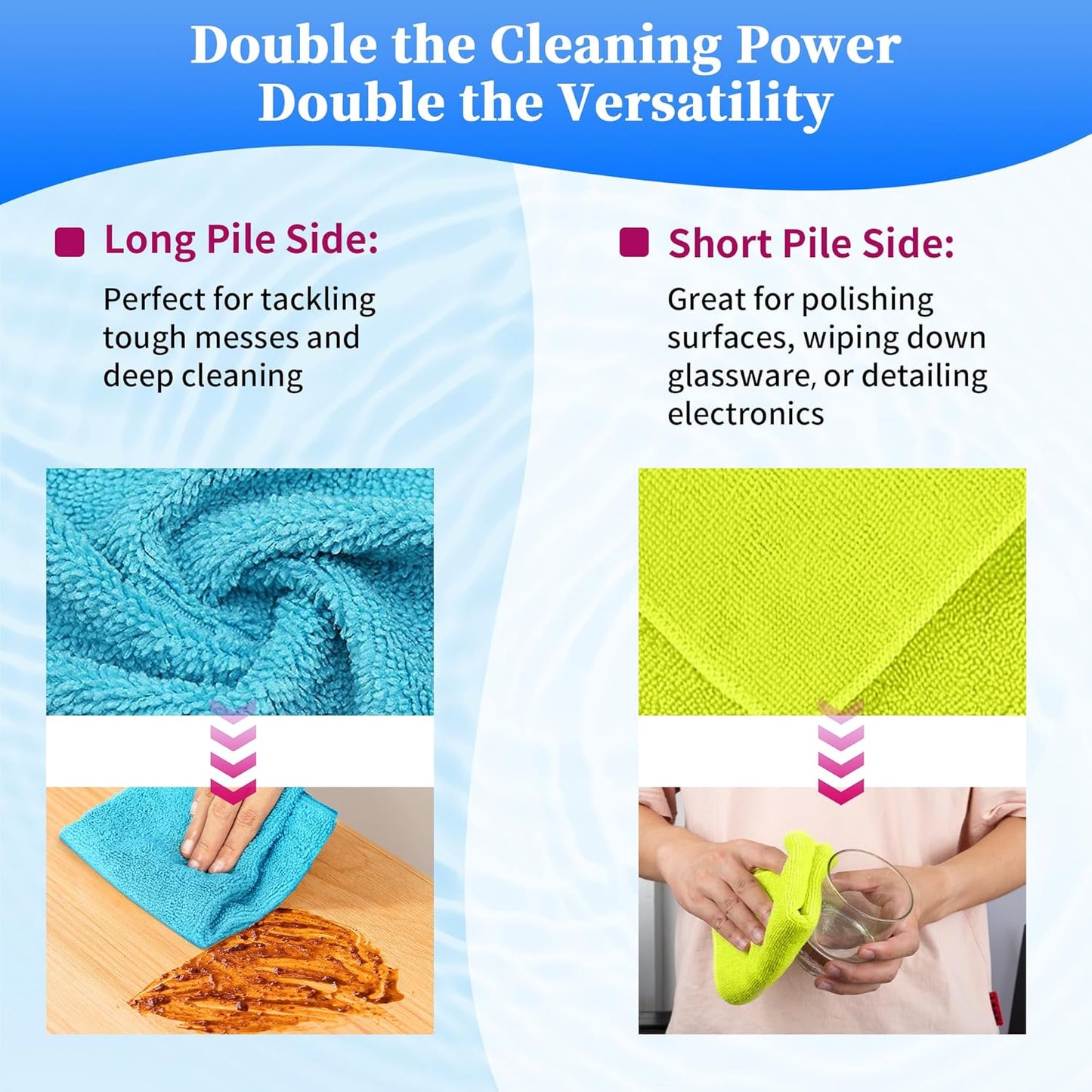 FIXSMITH Microfiber Cleaning Cloth - Pack of 50, Microfiber Towels for Cars 16 x 12 in, Highly Absorbent Cleaning Rags, Lint-Free, Streak-Free Cleaning Cloths for Car Kitchen Home Office
