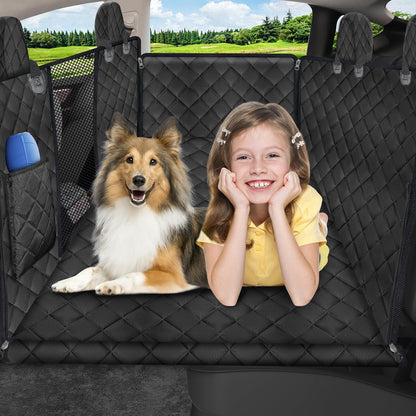 URPOWER 2026 Upgraded Back Seat Extender for Dogs - Large Hard Bottom Dog Car Seat Cover Holds 550lbs, Waterproof Dog Hammock Pet Bed with High-Density Foam Non-Slip Backseat Protector