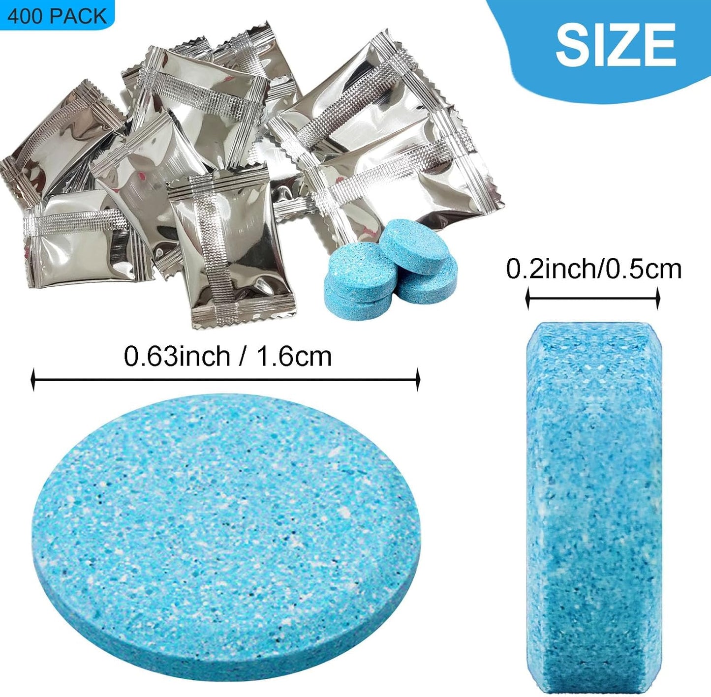 Beieverluck 400 Pieces Car Windshield Washer Fluid Concentrated Tablets Solid Windshield Effervescent Wiper Tablet for Car Room Kitchen Window Glass Cleaning