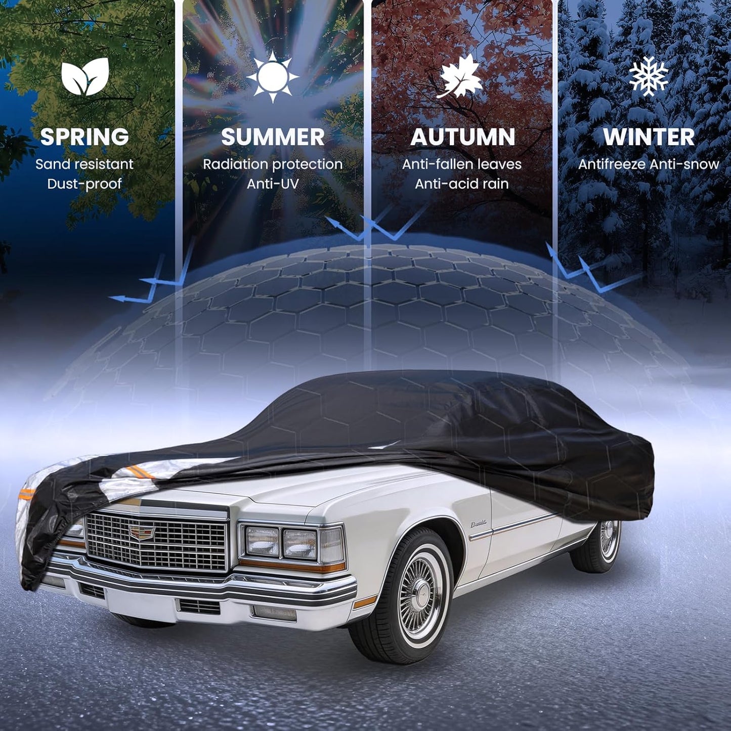 Large SUV Car Cover for Chevy Suburban 100% Waterproof All Weather, Heavy Duty Outdoor Full Exterior Covers Rain Sun Wind UV Protection. - Colors D