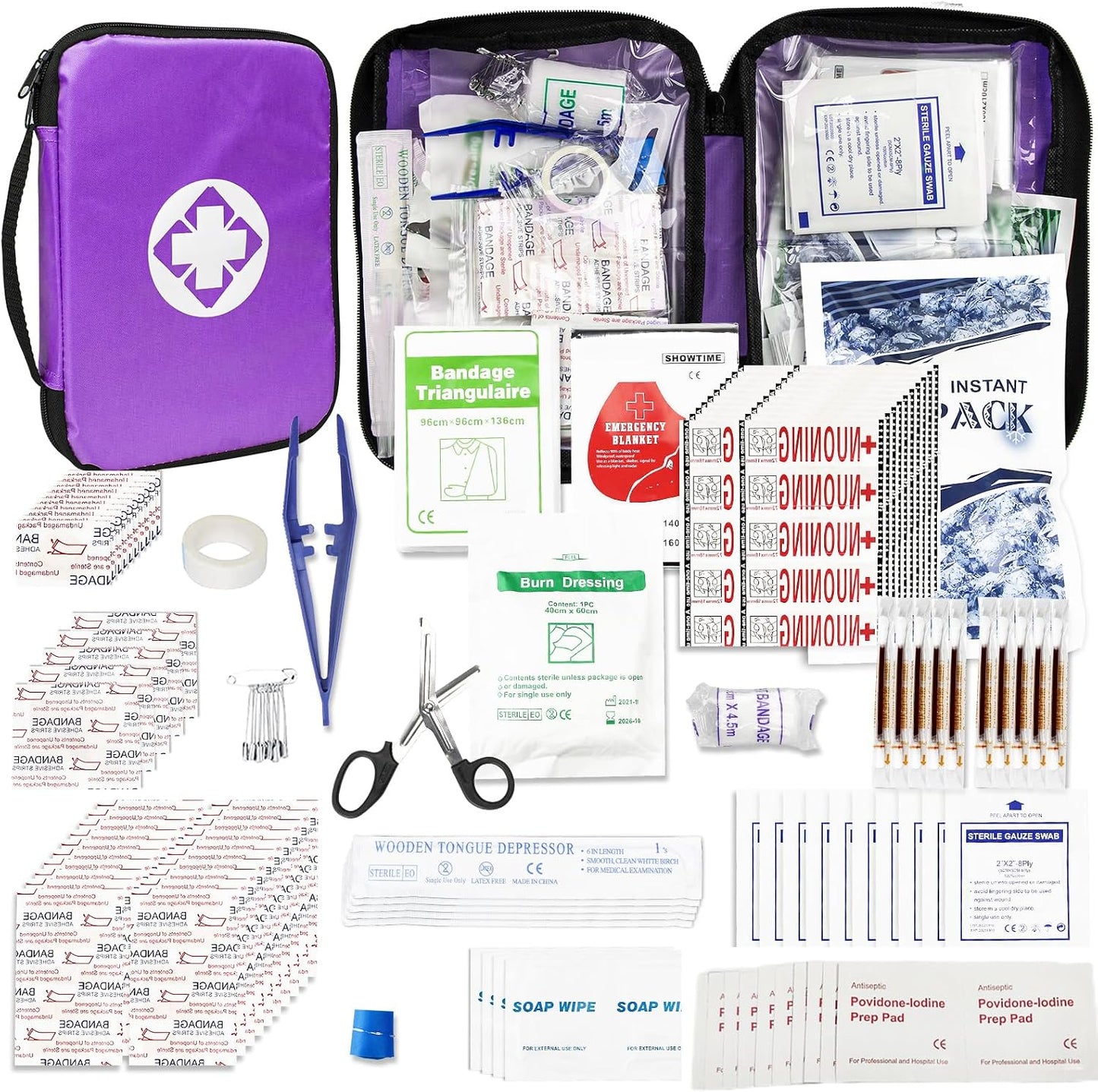 Travel-First Aid-Kit Car-Home 300PCS Survival-Kit Outdoor-Adventure - Small Portable Red Emergency Essential Sets Office Hiking Camping Business Public Must Have First Aid Gear Equipment 1st Aid