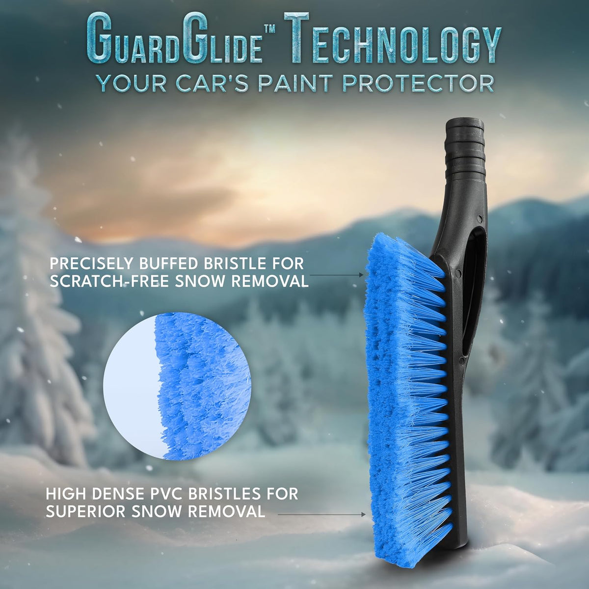 EcoNour 27" Car Snow Brush and Ice Scrapers for Car Windshield (2 Pack) | Scratch Free Bristle Head Snow Brush & Tough Window Snow Scraper with Aluminium Body | Snow Removal Winter Car Accessories