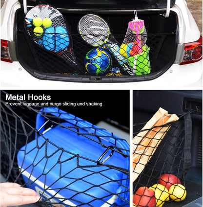 BAILALIBO Cargo Net Stretchable, Adjustable Elastic Trunk Mesh Nets with Metal Hook Universal for SUV, Jeep, Trucks, Car Exterior Accessories for Secure Storage (35.4x15.8 inch)