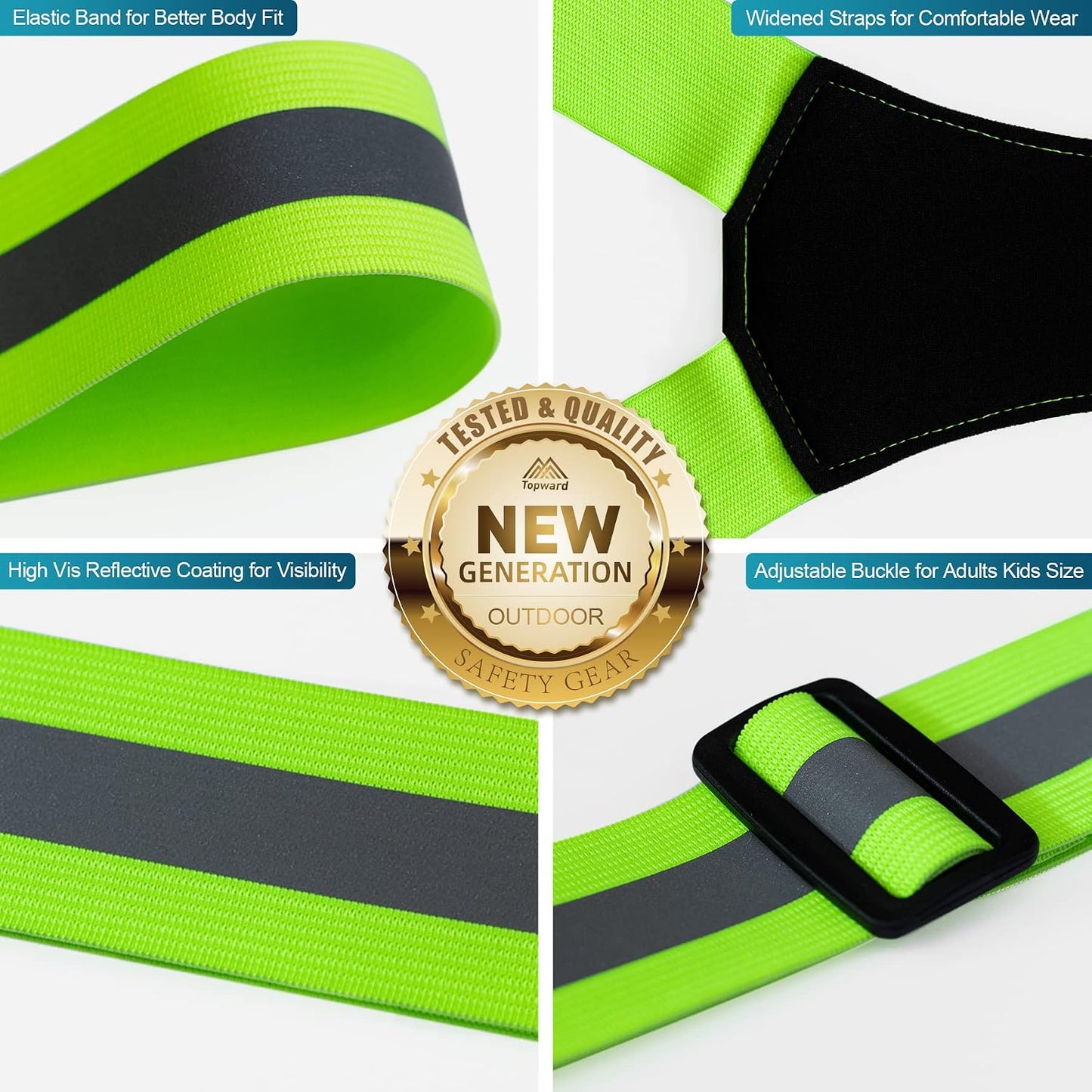 LED Reflective Vest Safety Gear, Light Up Vest for Night Walking Cycling, High Visibility Running Vest with Reflective Strips