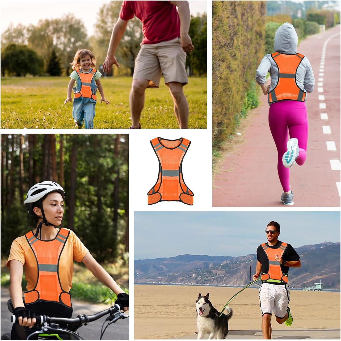 Ptwola Reflective Running Vest High Visibility Running Gear with Large Pocket Night Lightweight Reflective Safety Vest