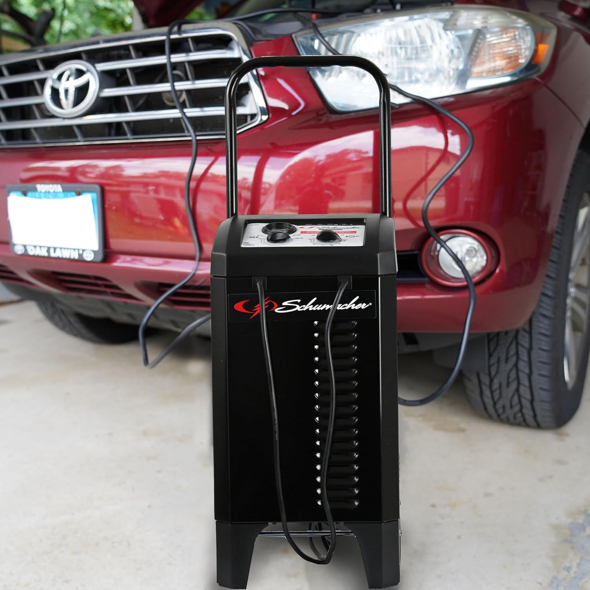 Schumacher Electric Wheeled Manual 10A Car Battery Charger and 250A Engine Starter, 2-in-1 Solution, 50A Boost, for 6V/12V Power Sport, Automotive, and Marine Batteries, SC1445