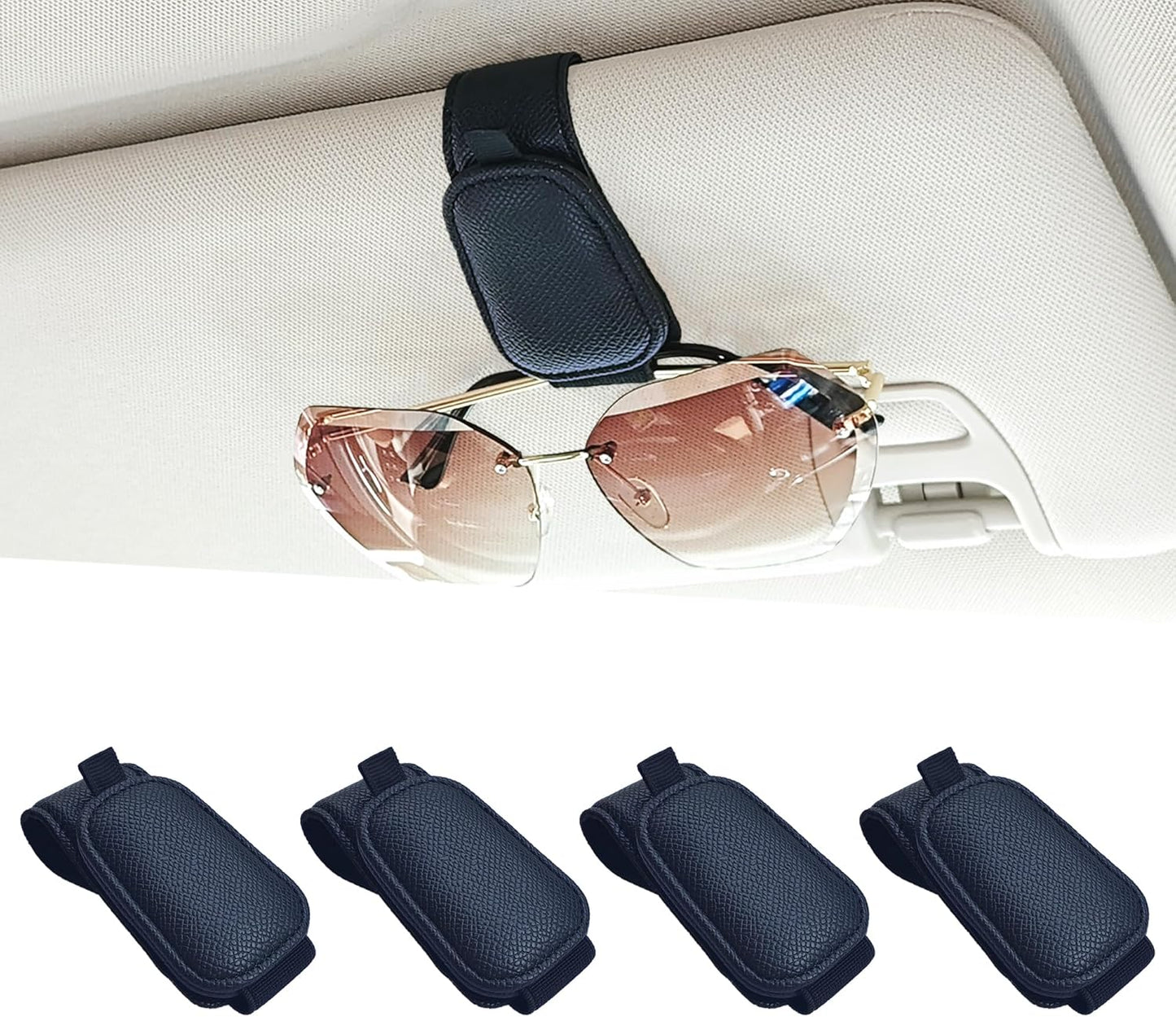 Yuoyar 2 Packs Magnetic Sunglass Holder for Car Visor (Grey) | Magnetic Interior Car Accessories
