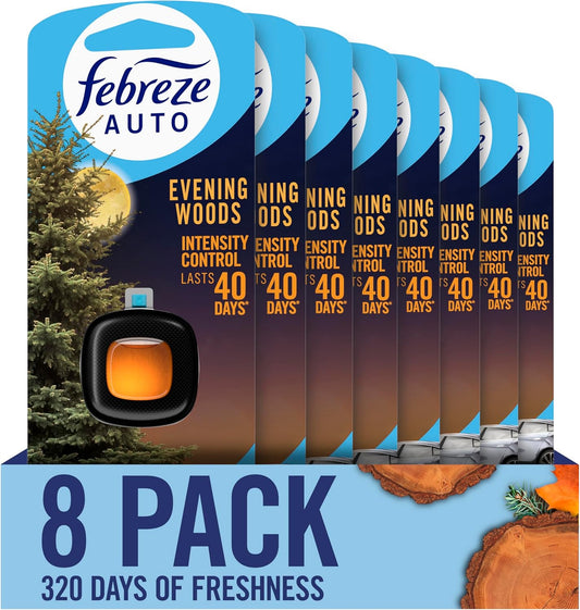 Febreze AUTO Air Freshener, Odor-Fighting Automotive Vent Clip, Midnight Storm Scent, 8 Count