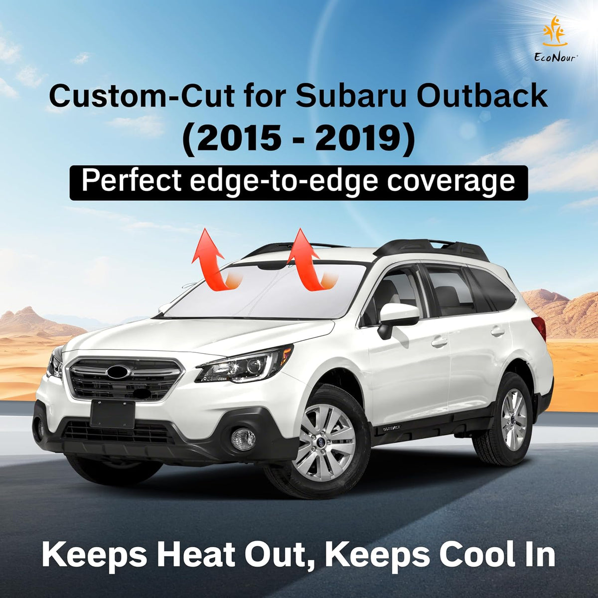 EcoNour Car Windshield Sun Shade | 2025 Upgraded Innovative No-Light-Pass Technology for Maximum Coverage | Foldable Sun Shade Keeps Your Vehicle Cool | Must-Have Car Accessories | Small (59" x 29") - Colors L