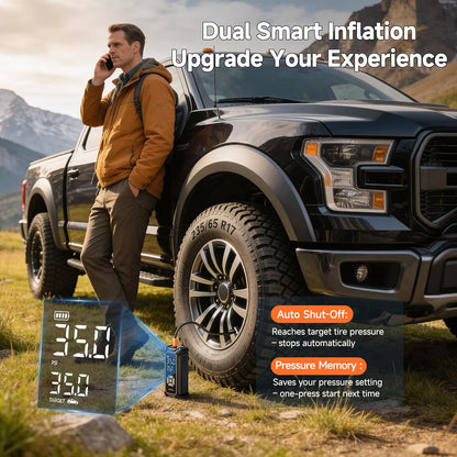 OlarHike Tire Inflator Portable Air Compressor, Lightning-Fast Inflation, Dual Power - 6000mAh & 12V DC, Cordless Air Pump for Car Tires, Bikes, Motorcycle, Balls with LED & Digital Pressure Gauge