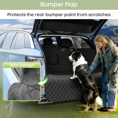 SUV Cargo Liner for Dogs, Waterproof Pet Cargo Cover with Bumper Flap Protector, Scrachproof Non-Slip 600D Oxford Fabric, Machine Washable