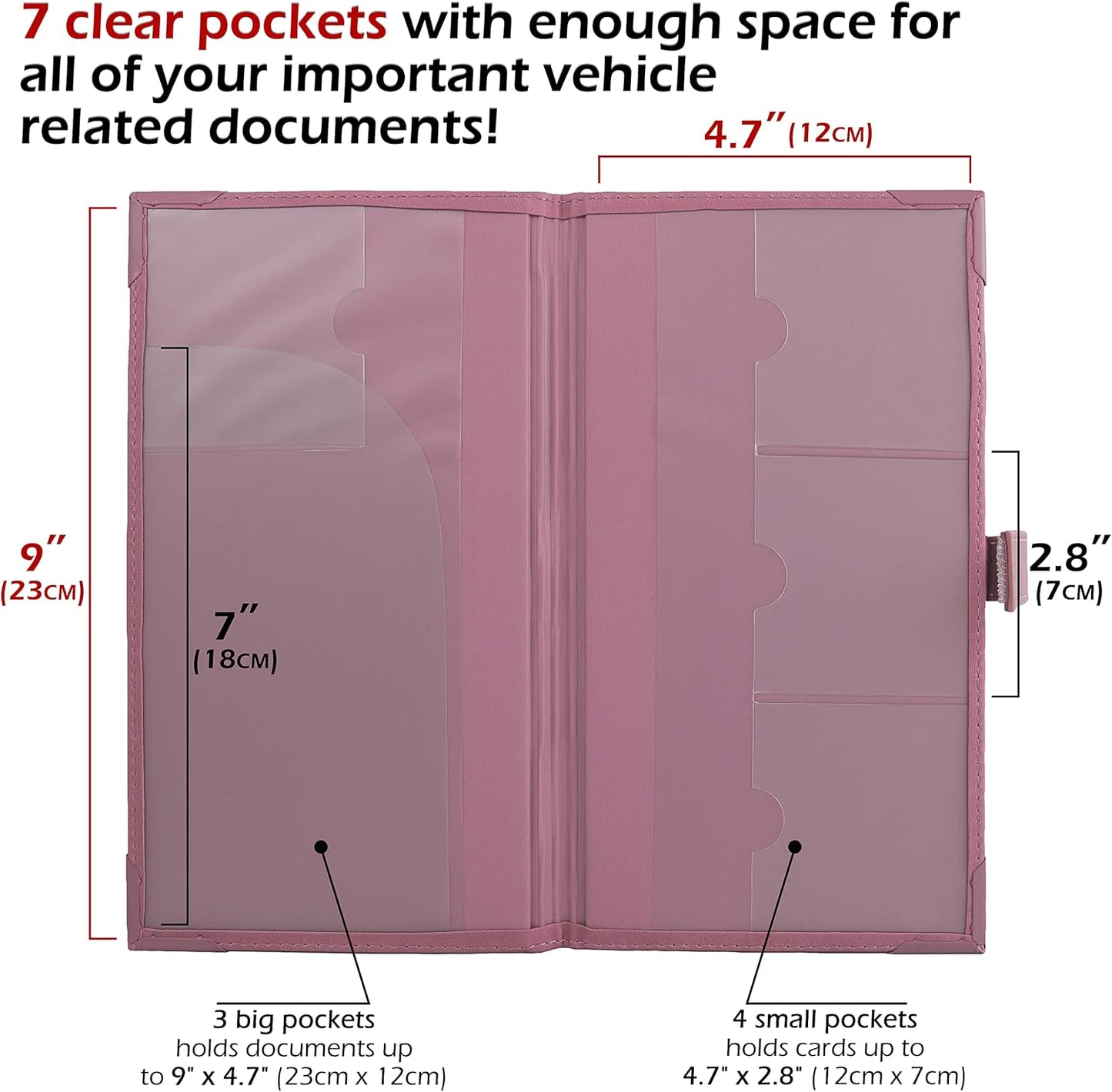 Auto Insurance and Registration Card Holder - Vehicle Glove Box Document Organizer - Car Essential Paperwork Holder for DMV, AAA, Contact Information Cards - Premium PU Leather Wallet Case - Black
